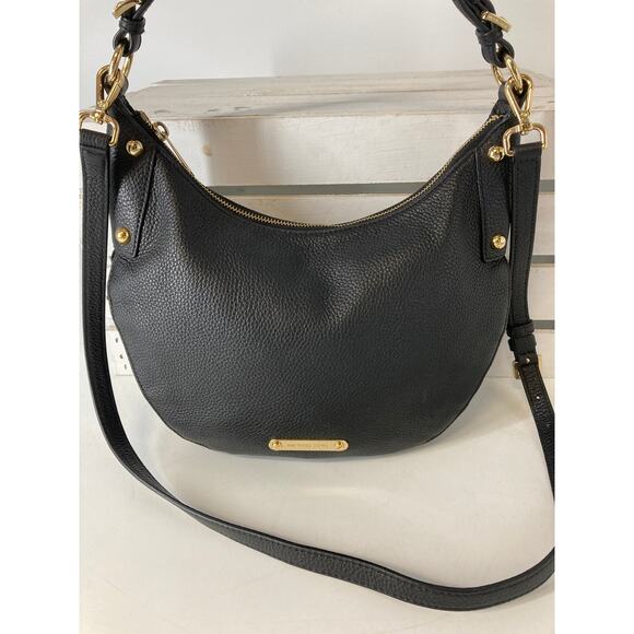 MICHAEL KORS MEDIUM PEBBLED LEATHER GOLD STUDS CROSSBODY BAG - Picture 2 of 16